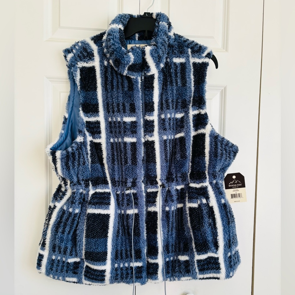 Cozy Blue Plaid Fleece Vest